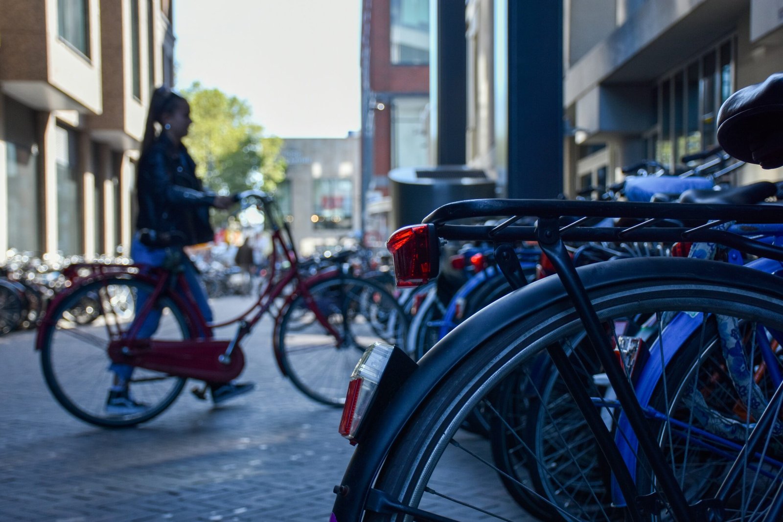 woman standing beside bicycle